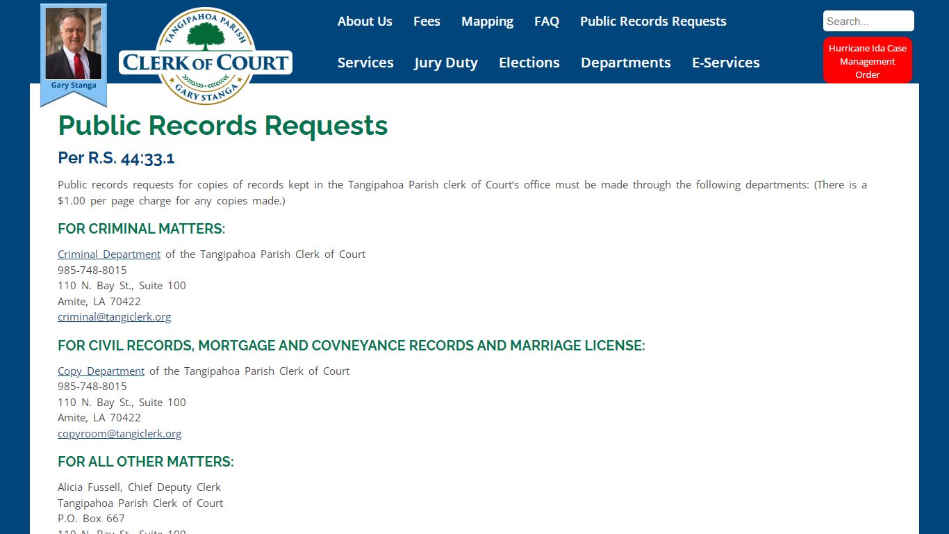 Tangipahoa Parish Clerk of Court > About > Public Records ...